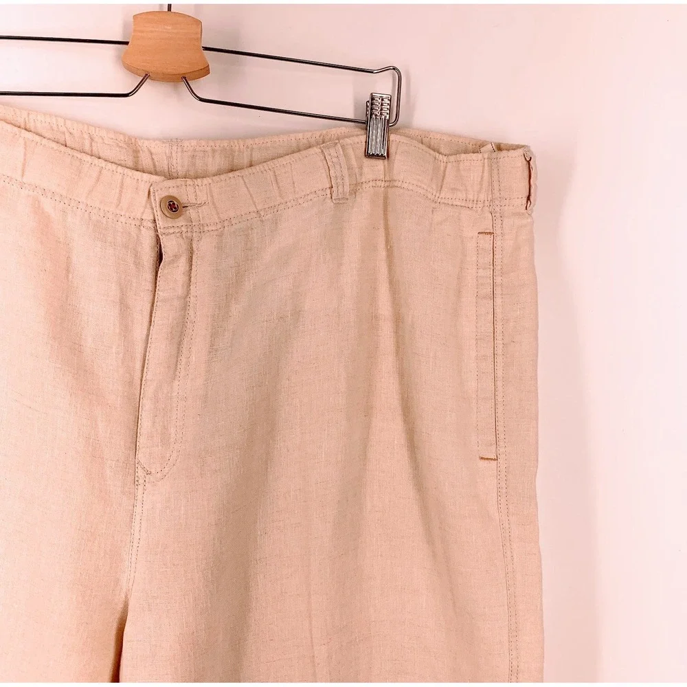 Tommy Bahama Mens‎ Linen Straight Leg Trousers Casual Beach Pants Tan Size 42